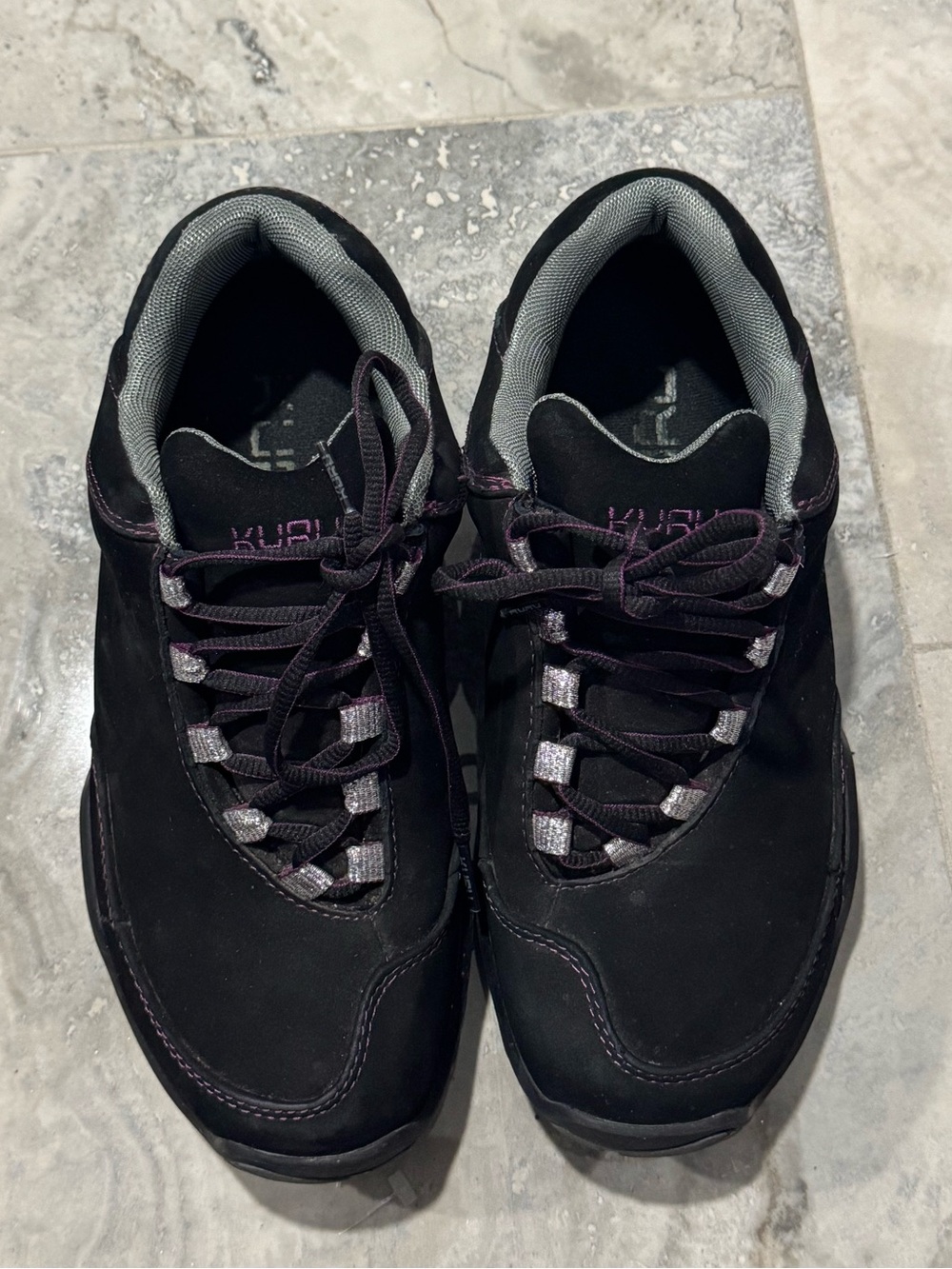 KURU Women's Black Sneakers with Purple Trim
